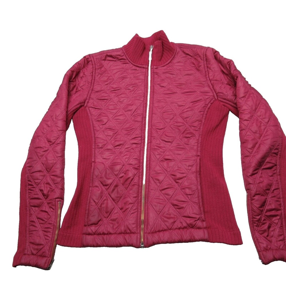 Prana Jacket Womens XS Magenta Sherpa Lined Hybrid Ribbed Quilted Full Zip Light
